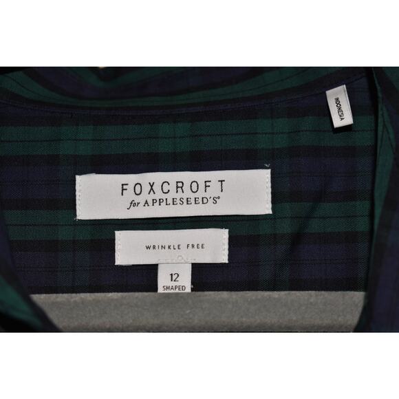 FOXCROFT FOR APPLESEED'S $99 Black Watch Tartan Wrinkle Free Button Down Size 12 - Picture 3 of 4